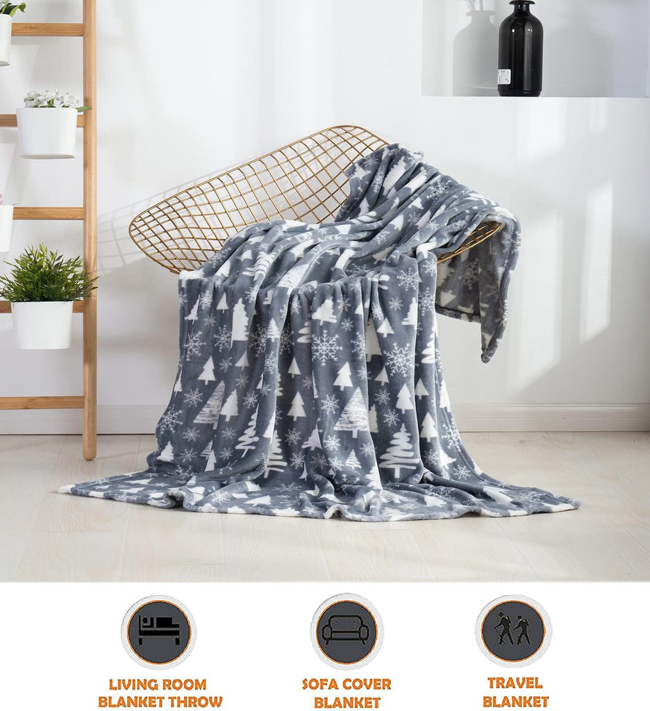 Luxury Velvet Super Soft Christmas Prints Fleece Blanket-Holiday Theme Home Décor Fuzzy Warm and Cozy Throws