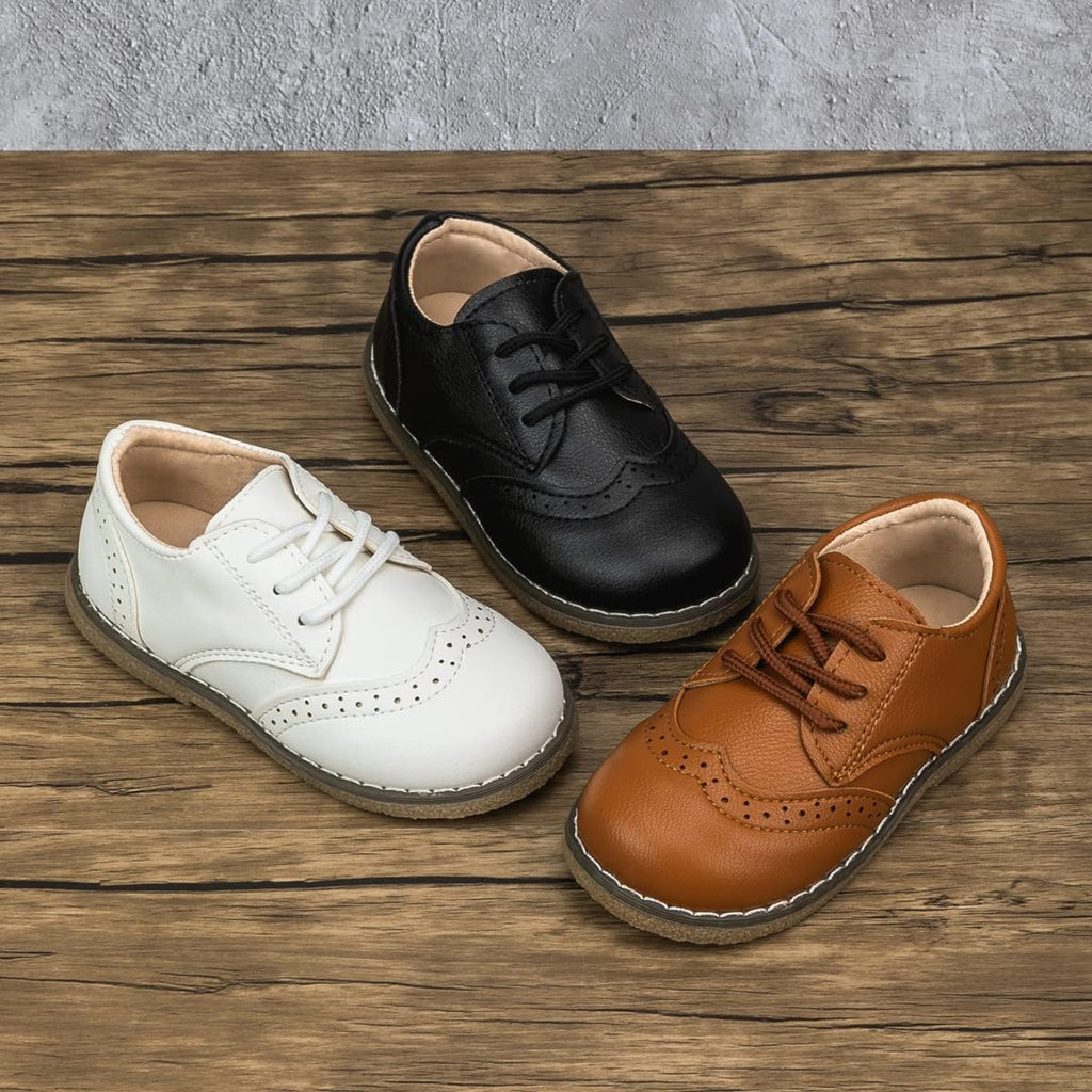 Toddler Boys Girls Dress Shoes Little Kid Oxford Shoes Wedding Church Dress Shoes PU Leather Lace Up School Uniform