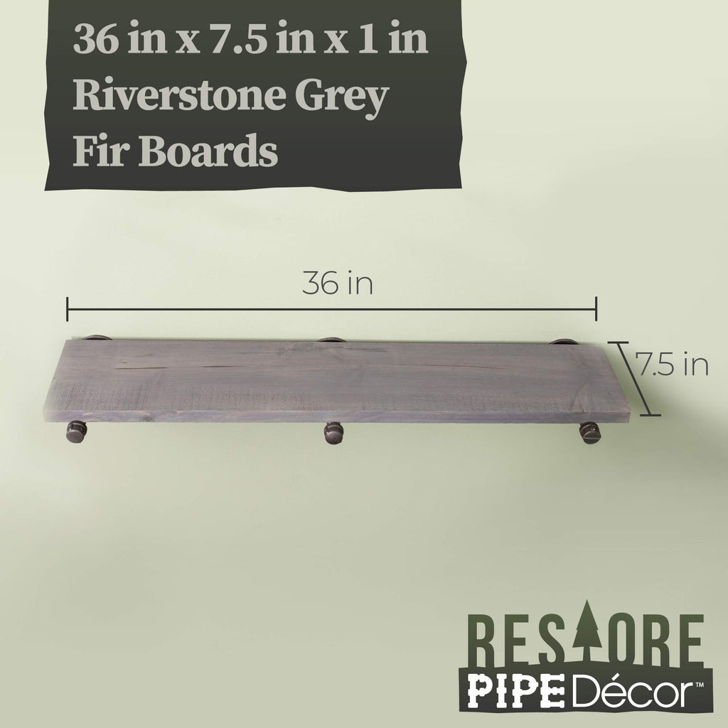 Industrial Pipe Wooden Shelves Restore by Premium Douglas Fir Wood Shelving 36 Inch Length Set of 2 Boards and 6