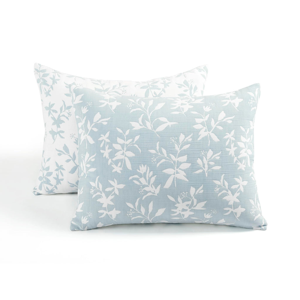 Floral Jacquard Reversible Matelasse Quilt 3 Piece Set Blue - Floral Bedding Set Quilt