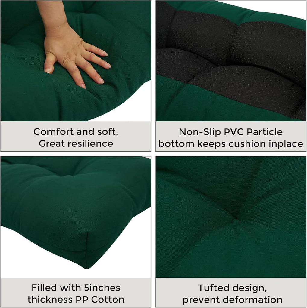 Outdoor Bench Cushion 48 x18 inch with Non-Slip Grips,Water Resistant Porch Swing Cushion,Bench Pillow Pads,Tufted