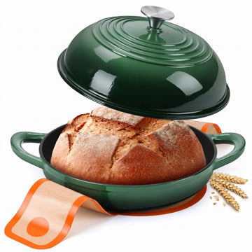 6QT Cast Iron Bread Dutch Oven for Sourdough Bread Baking, Emerald