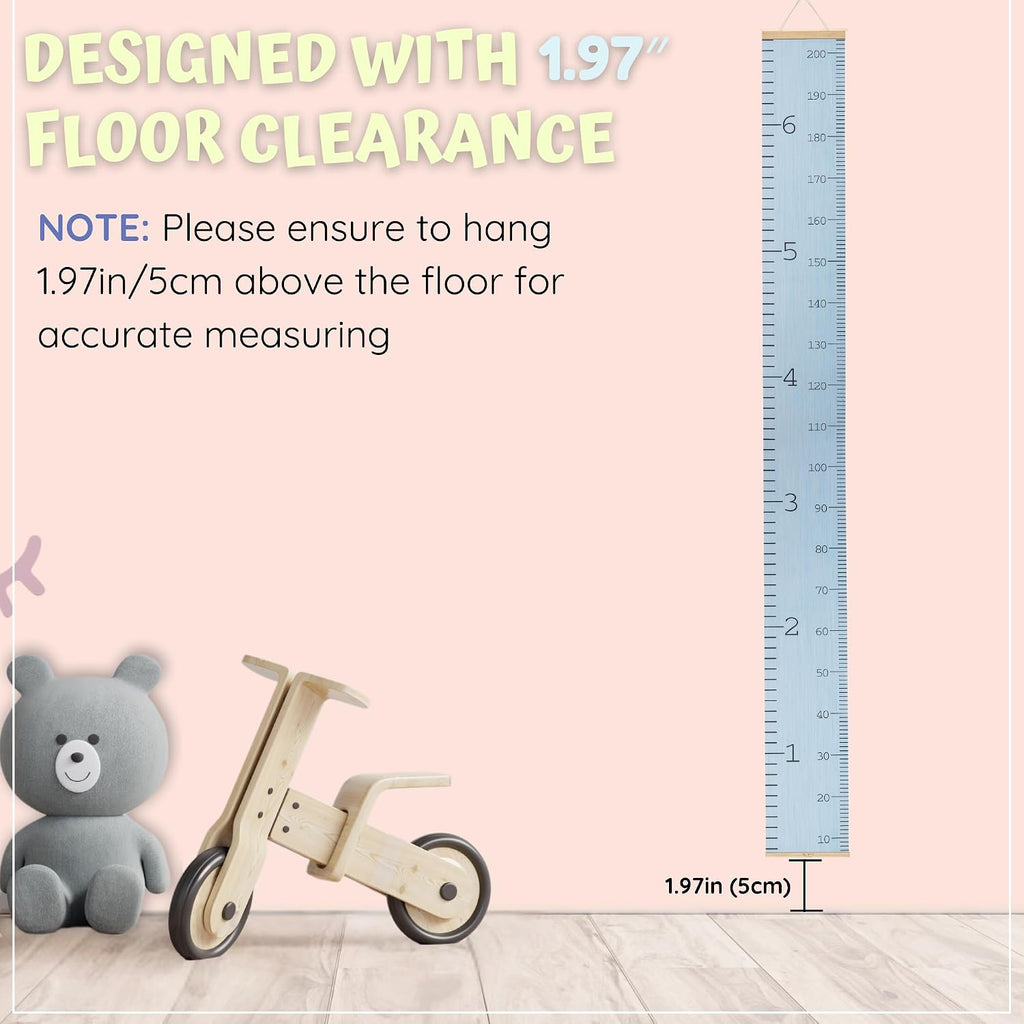 Growth Chart for Wall - Height Chart for Toddlers (79" x 7.9") - Canvas Kids Tape Measure Chart - Growth Chart