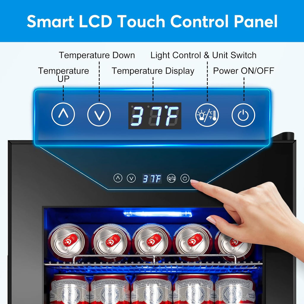 Beverage Refrigerator 17 inch Wide - 126 Can Beverage Cooler with Glass Door | C