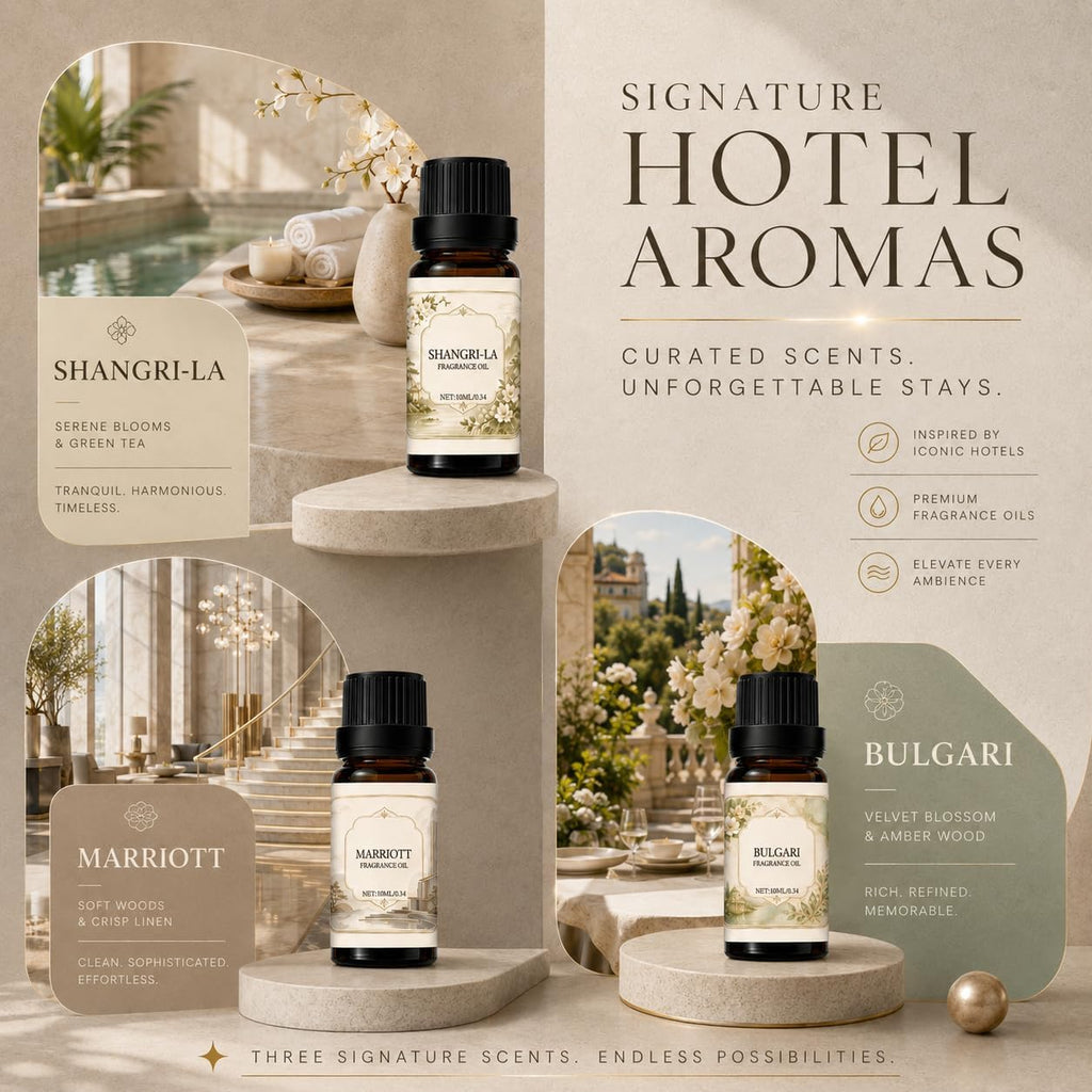 Fragrance Oil Set, 6 x 10ml Fresh Hotel Scents for Diffusers and Home