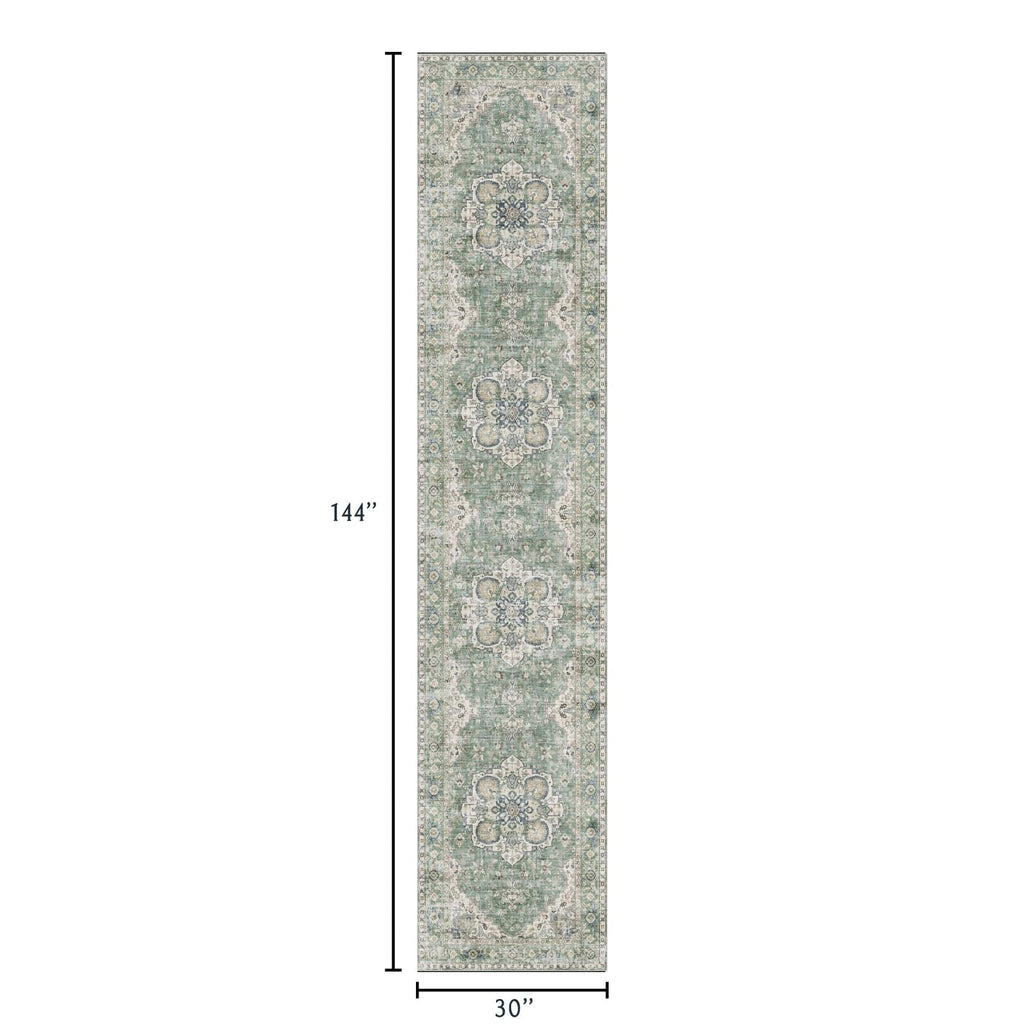 Washable Hallway Runner Rug - Long Non-Slip Sage Green