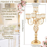 23.2 inch Tall Elegant and Chic 5 Arm Pendant Crystal Candlestick Holder Table Decoration tealight Candle Holder