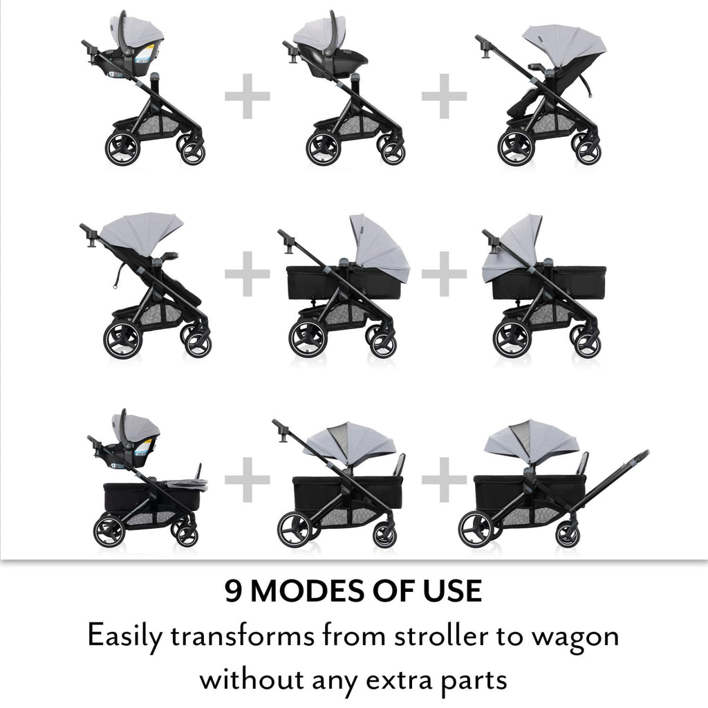 Evenflo Transformer Stroller to Wagon Travel System w/LiteMax NXT Car Seat