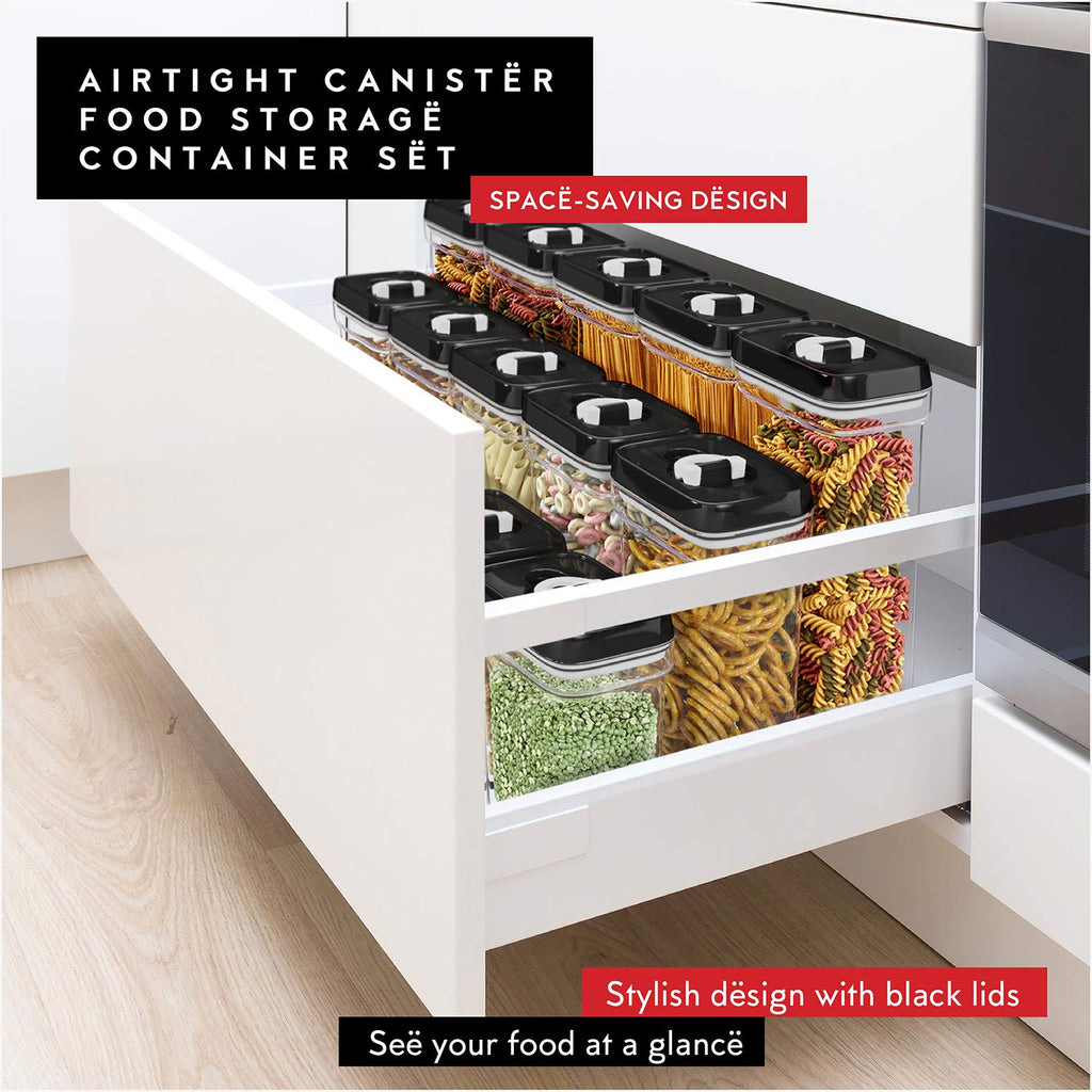 Pasta Storage Containers for Pantry Airtight - 2 Pc Spaghetti Container Storage - Ideal for Spaghetti & Noodles