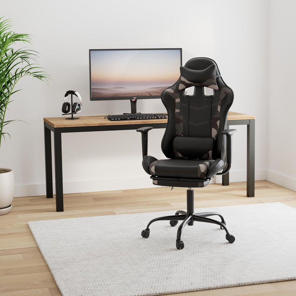 Gaming Chair Racing Office Chair Ergonomic Desk Chair Massage PU Leather Recliner PC Computer Chair with Lumbar