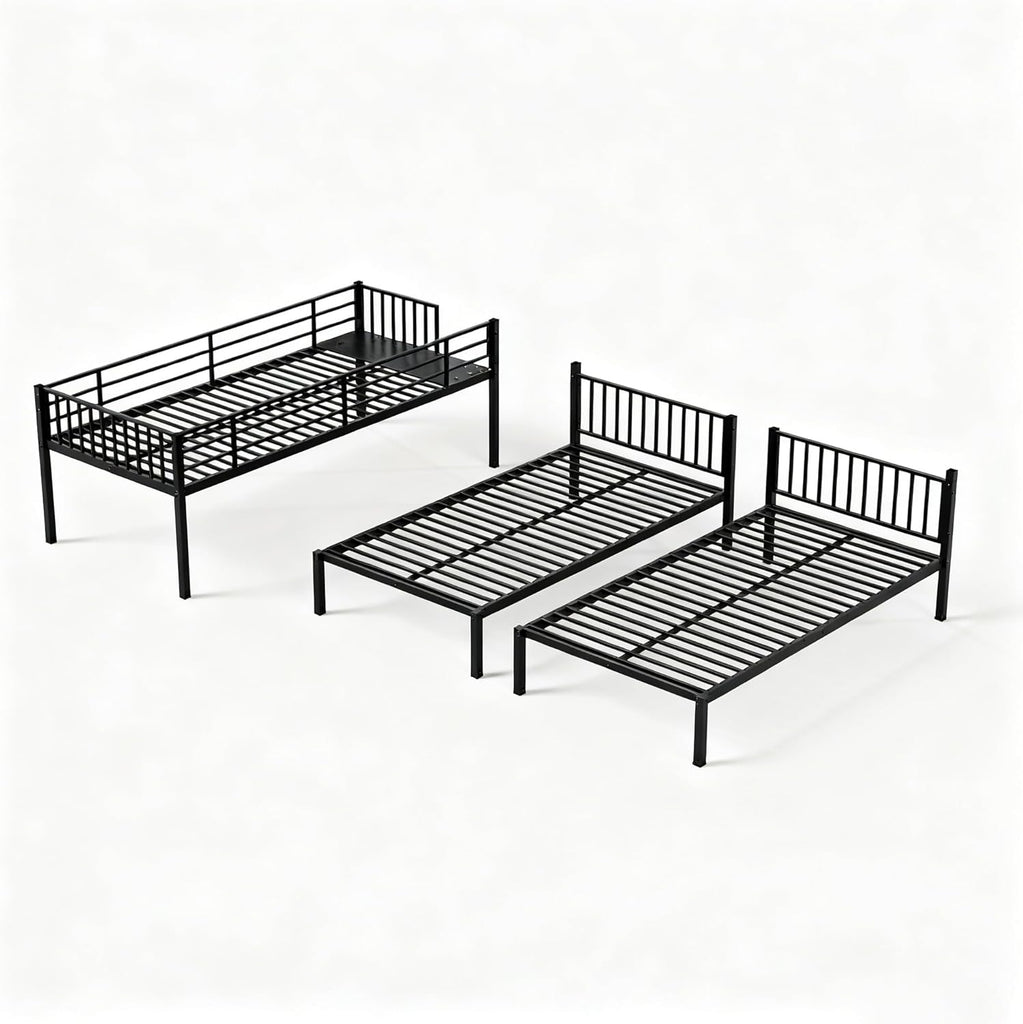 Twin Triple Bunk Bed for Kids, Teens,Adults, Metal Twin XL Bunk Beds for 3, 3 bunk Bed for 3 Kids, Adults（Heavy Metal