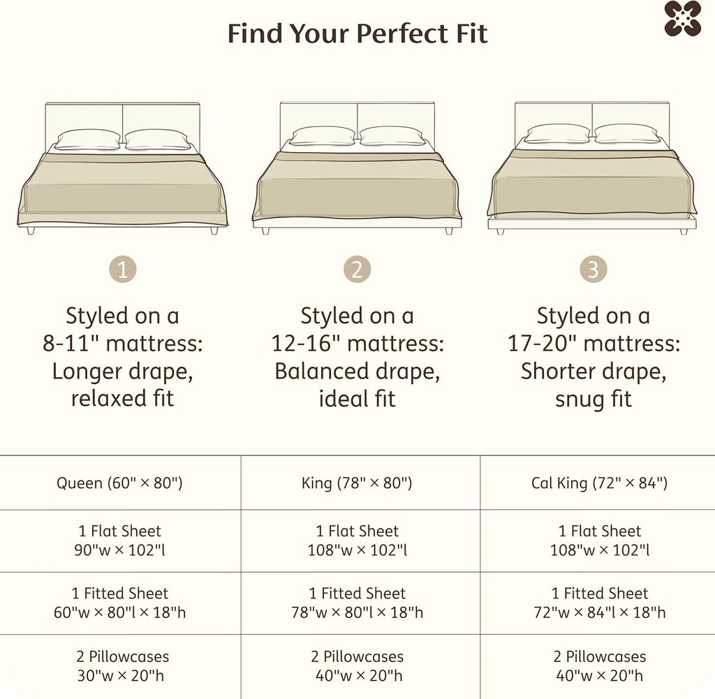 100% Organically Grown Bamboo Viscose Queen Sheet Set | Cooling Bedsheets for Hot Sleepers | Luxury Silky Soft
