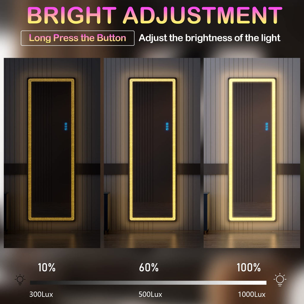 63 x 20 in Full Length Mirror with LED Lights, RGB Lighting, White