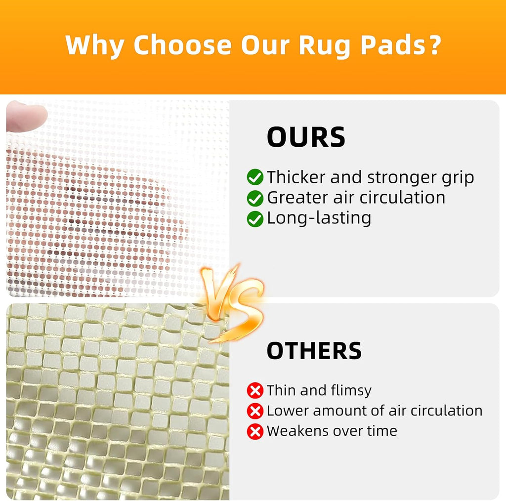 Non Slip Rug Pads Premium PVC Prevents Carpet Slippage Large Size Rug pad Easy Cut-to-Size Perfectly Fits Wood Floors - Set of 8