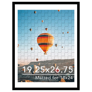 19.25x26.75 Puzzles Frame Black, Display 18x24 with Mat or 19.25 x 26.75 without, Wall Hanging 19.25 by 26.75 Picture
