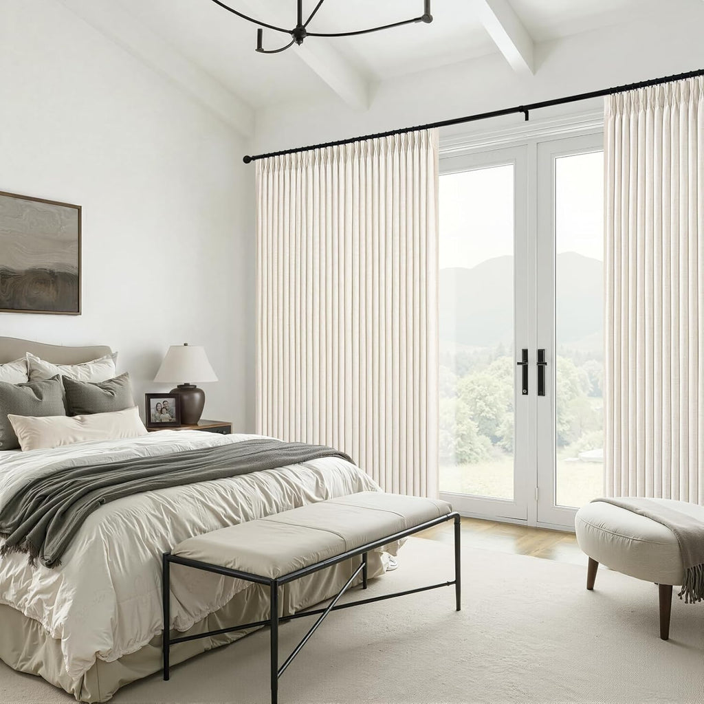 102 Inch Long Curtains Blackout Pinch Pleat Linen Drapes for Living/Bedroom 2 Panels,Two Layers Noise Reducing