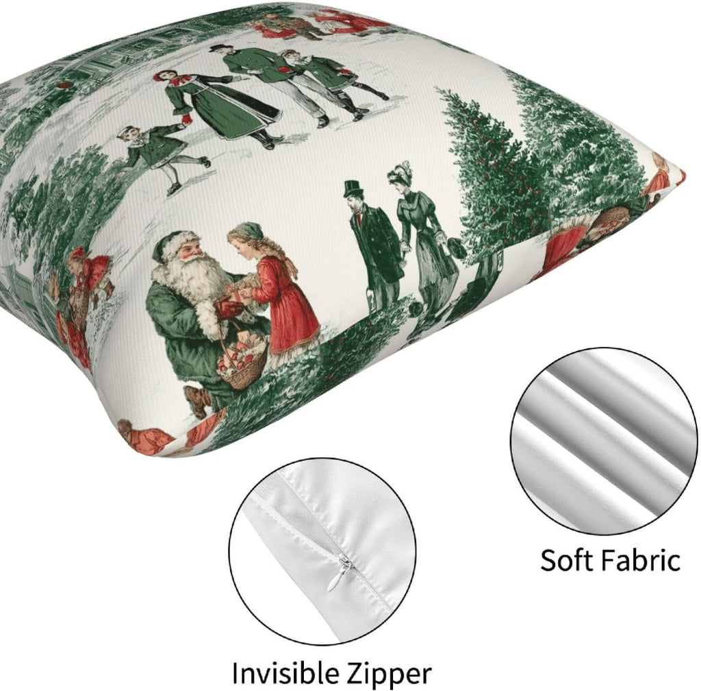 Christmas Throw Pillow Covers 18x18 Inch Pillowcases Outdoor Home Decor for Couch Bed Sofa Living Room - Set of 4