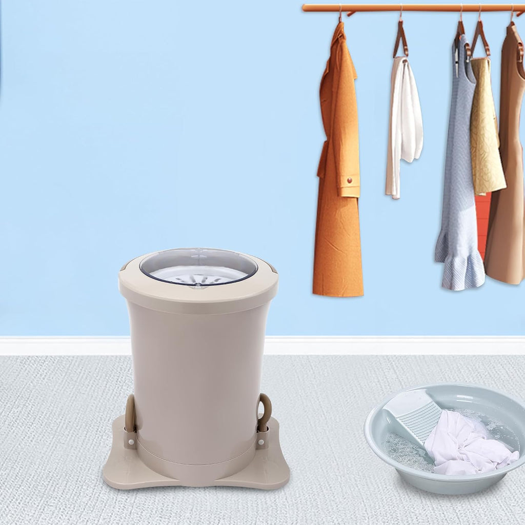 Manual Spin Dryer, Portable 3 Gallon Compact Clothing Dehydrator, Non Electric Foot Mini Laundry Machine with Clear