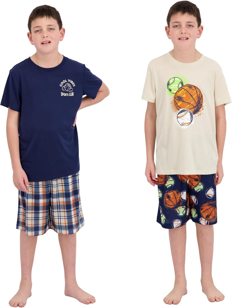 Pajamas Set for Boys, Piece Set, Short Sleeve Shirt with Pajama Shorts