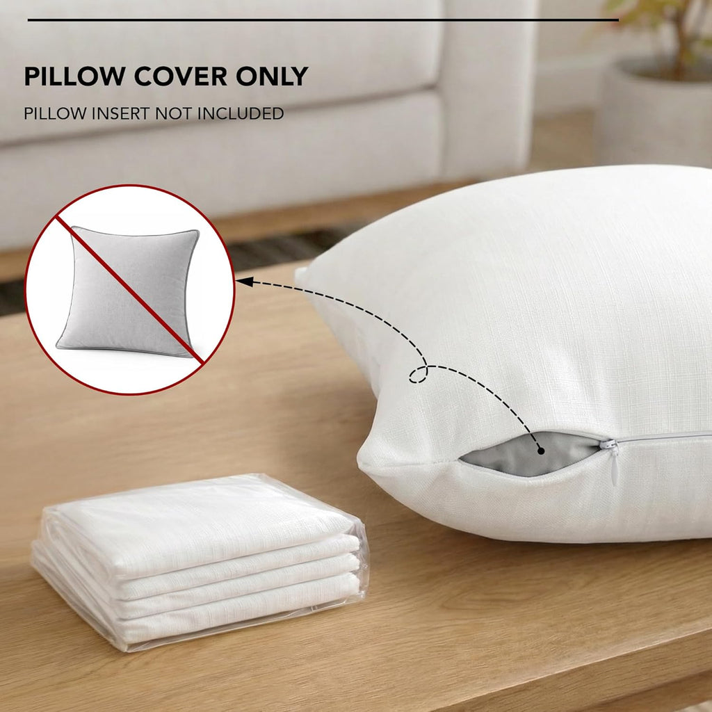 Deconovo Throw Pillow Covers 18 x 18 Inch Set of 4, Covers Only No Insert, Faux Linen Decorative Square Pillowcases