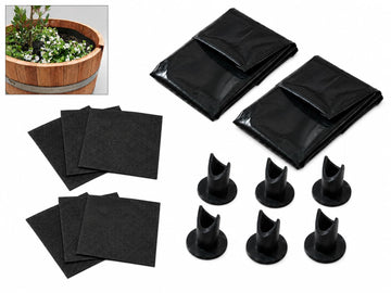 Half Barrel Planter Liner Kit (2 Pack) - Wine & Whiskey Barrel Planter Liner Bags with Drain Tubes & Mesh