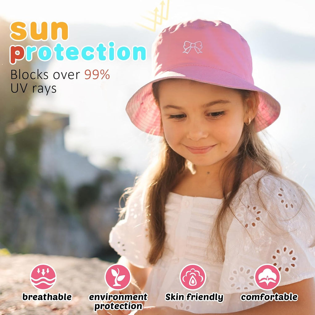 Kids Sun Hat Double Side Sun Protection Bucket Boys Girls Summer
