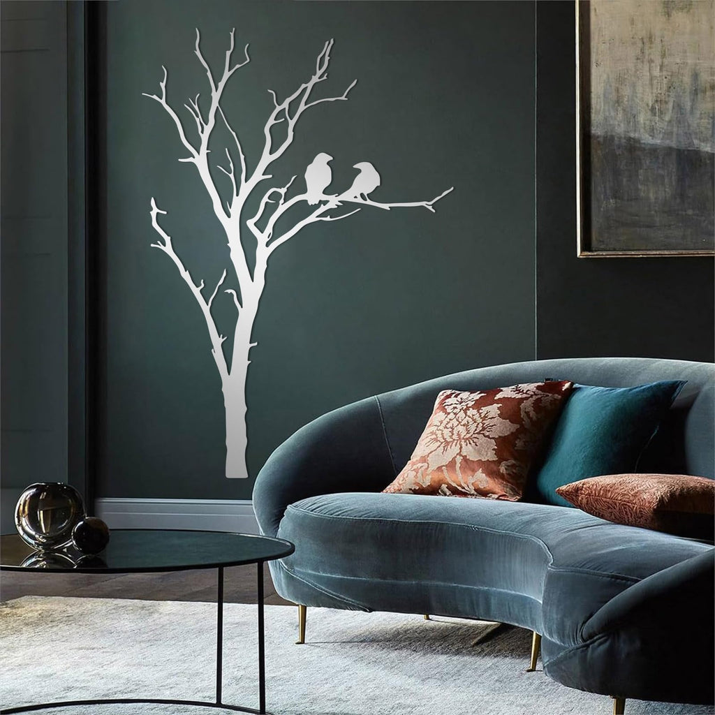 Metal Birds on Tree Branch Wall Art, Tree of Life Metal Wall Decor, Large Wall Art, Nature Room Decor, Rustic Home
