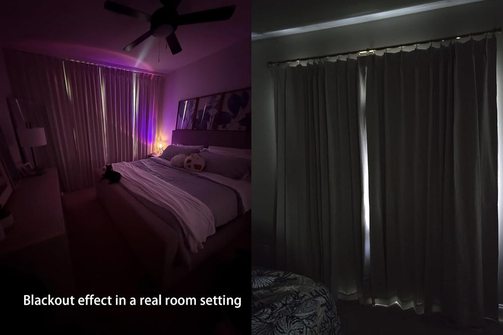 Natural Pinch Pleated Full Blackout Curtains Linen Blended Room Darkening Window Curtains 90 inch for Living Room