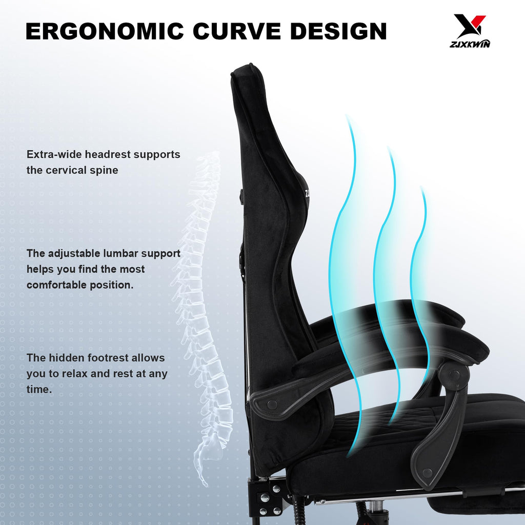 Fabric Gaming Chair for Adults, 400lbs Ergonomic Office Chair with Footrest