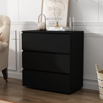 3 Drawer Dresser, Modern Chest of Drawers, Wooden Closet Storage Dresser Tower, Black