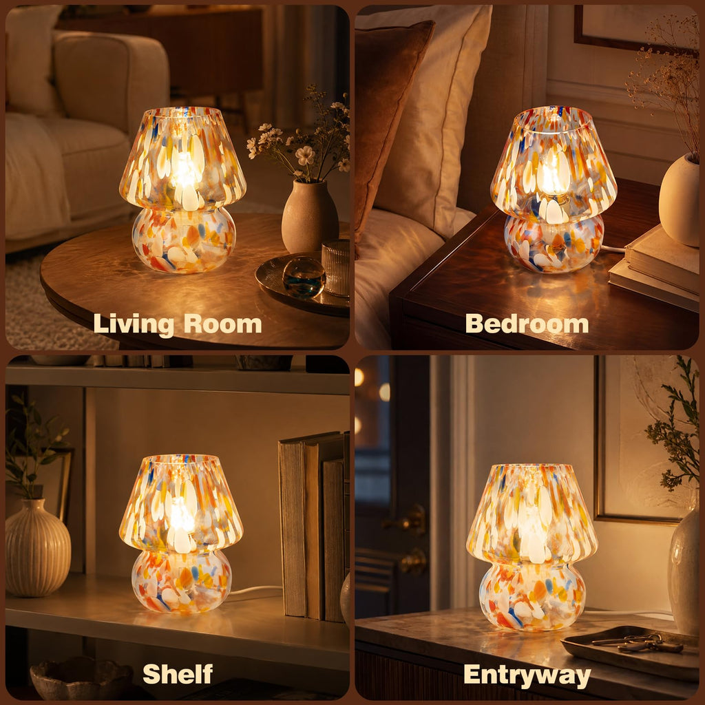 Small Mushroom Table Lamp for Bedside & Nightstand, Murano, Mixed