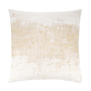 Ivory Cream Gold Metallic Jacquard Throw Pillow Cover 20x20, Velvet Back, Modern Glam Decorative Cushion Cover for