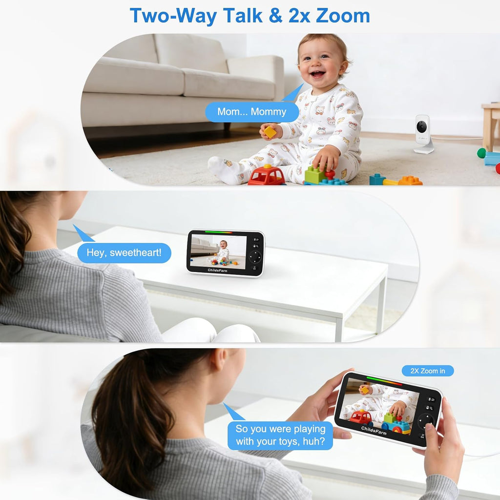 No WiFi Baby Monitor with Camera and Audio, 5" Video Screen