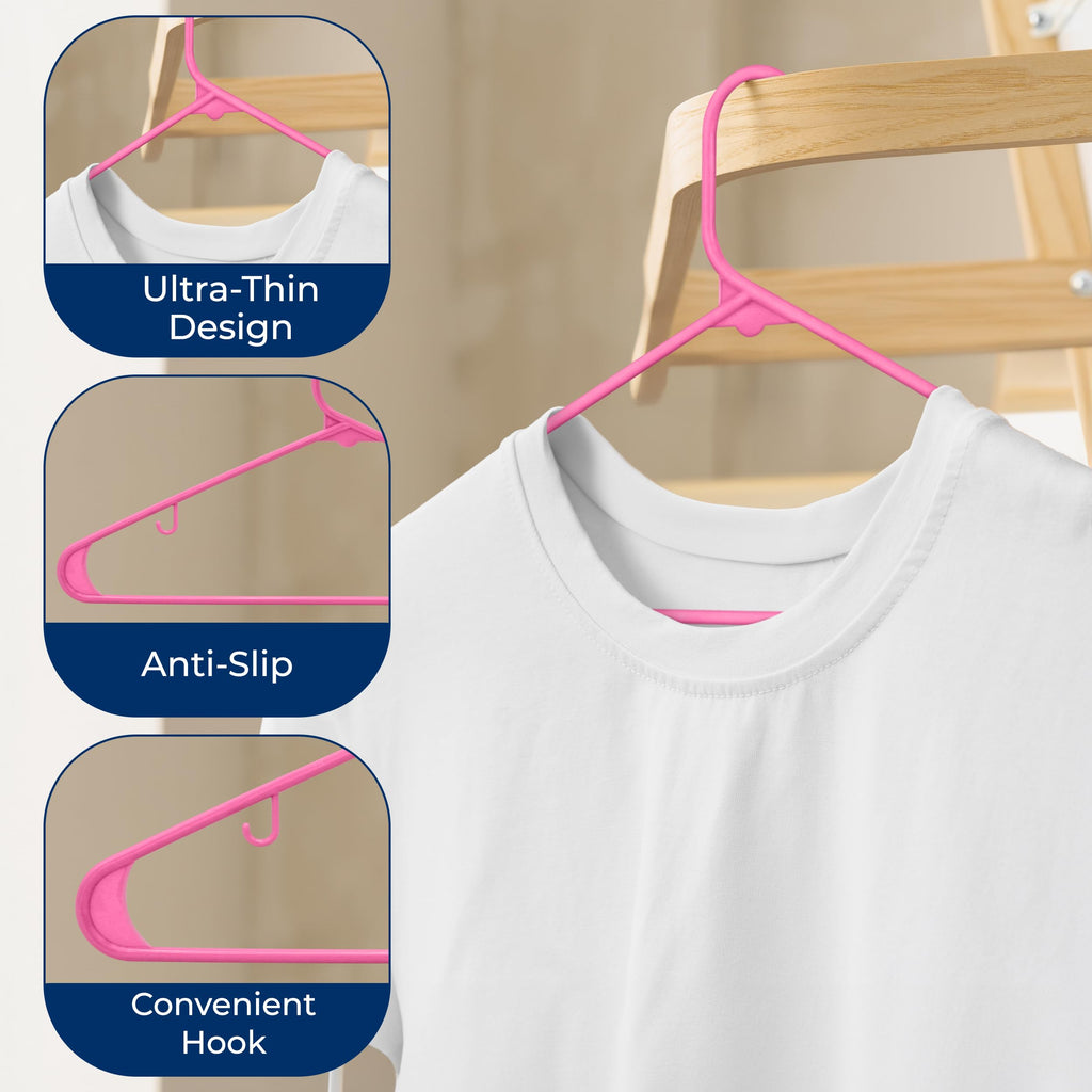 100 Pack Plastic Clothes Hangers | Keeps Shirts, Coats & Dresses Neatly Organized | Non-Slip Recycled ABS, Heavy Duty
