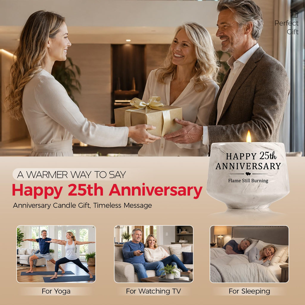 25th Anniversary Candle - 25th Anniversary Wedding Gifts for Couple, Women, Men 6oz Lavender Scented Candle, Romantic