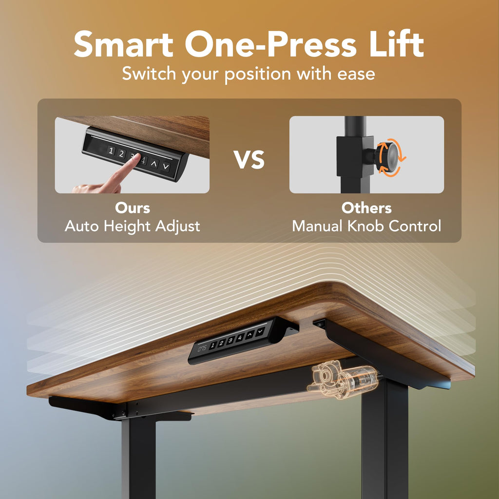 63x28 Inch Electric Standing Desk, Height Adjustable, Black Walnut