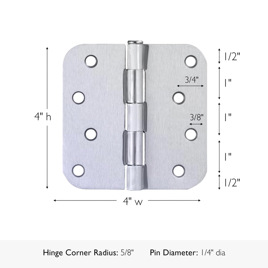 Interior Door Hinge, 4", Brushed Chrome