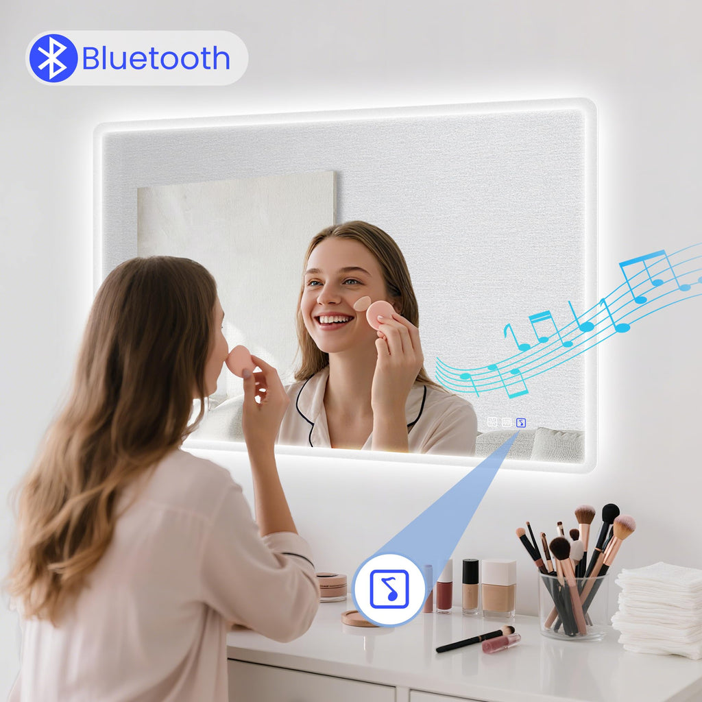 24"x32" LED Bathroom Mirror with Bluetooth Speaker
