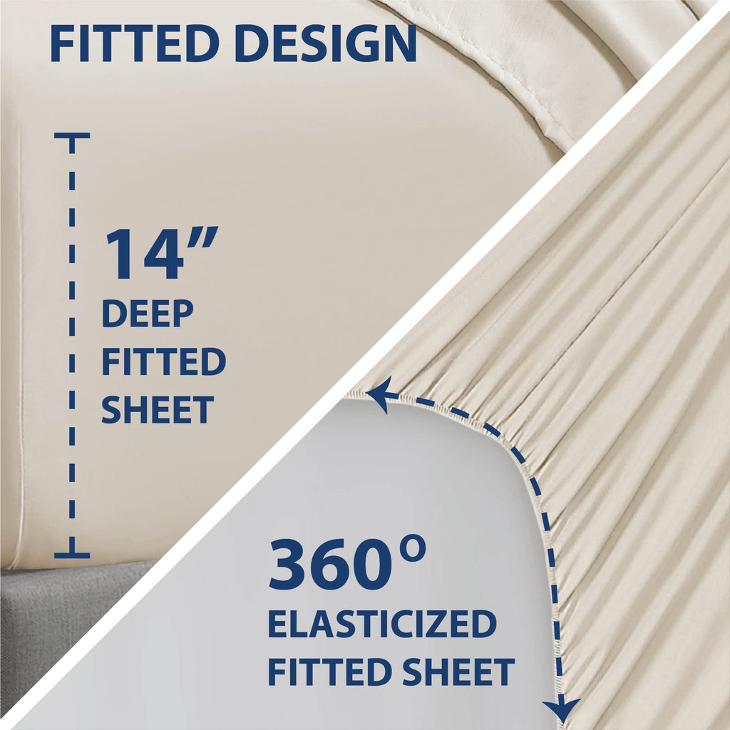 Smart Sheets, Ultra Soft Brushed Microfiber 4-Piece Sheet Set, Fitted Bed Sheet with Side Storage Pockets