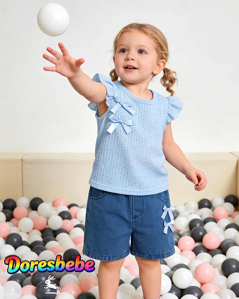Toddler Girl Clothes Baby Girl Summer Outfits Ruffle Sleeveless Shirts Tops Shorts Set for Girl Clothing