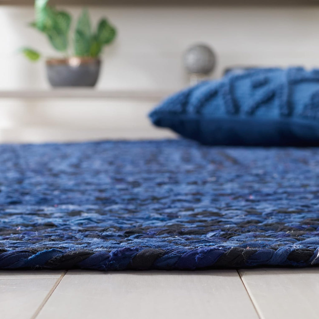 Braided Oval Rug 6x8, Navy & Black BRD452N