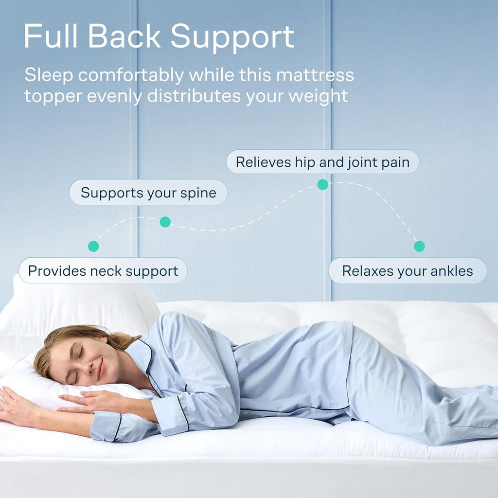 100% Cotton Top Cooling Mattress Topper - King Size | Cloud-Like Mattress Pad, Breathable, 20" Deep Pocket, Back Pain