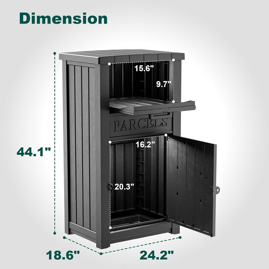 Package Delivery Box Box with Lockable Secure, Waterproof and Anti-Theft Storage (Black)
