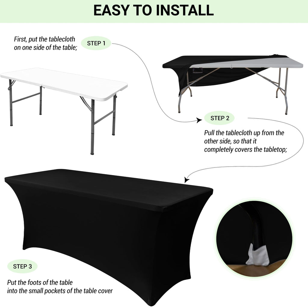 6ft Stretch Spandex Table Cover, 2 Pack, Emerald Green