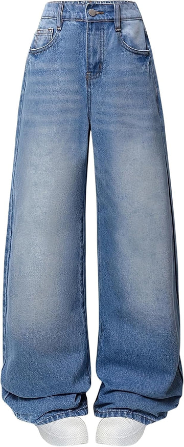 Jeans for Girls Baggy Wide Leg High Waisted Y2K Denim Pants