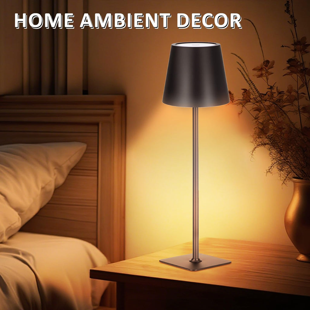 12 Pack Cordless Table Lamp Portable Rechargeable Lamps, Black
