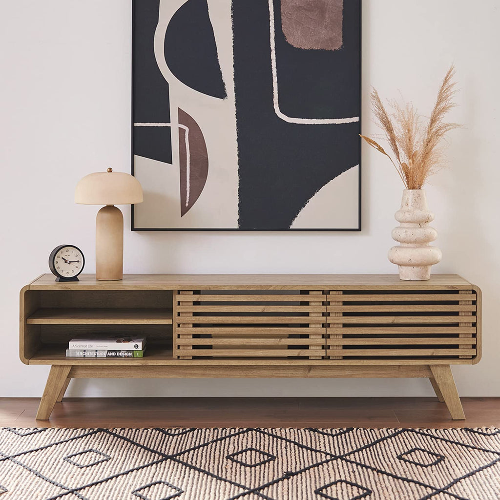 Ensley 59" TV Stand, Entertainment Center, Media Console (Oak)