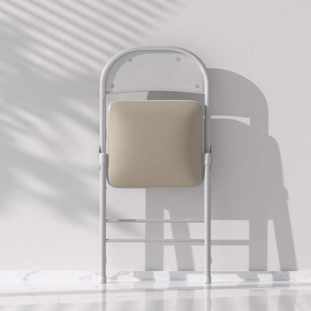 Folding Chairs Set, Indoor Outdoor, Beige & White