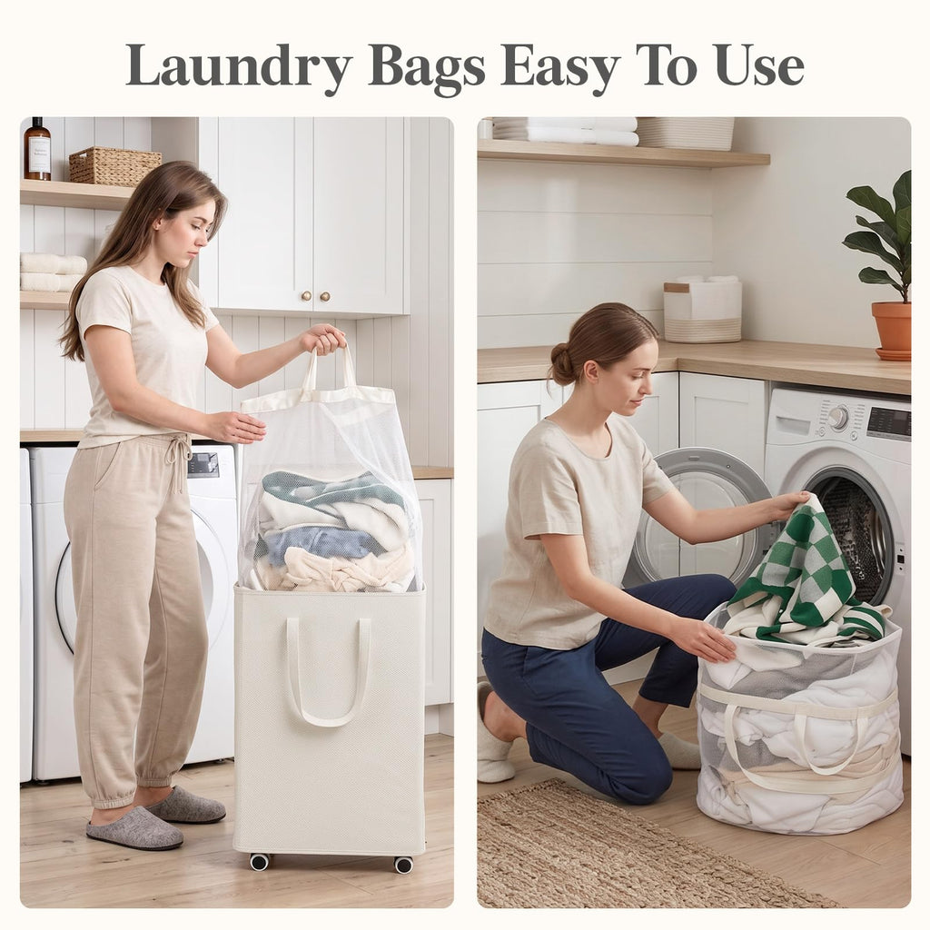 85L Laundry Hamper with Wheels, Rolling Laundry Basket with Removable Wash Bag, Large Capacity Dirty Clothes Hamper