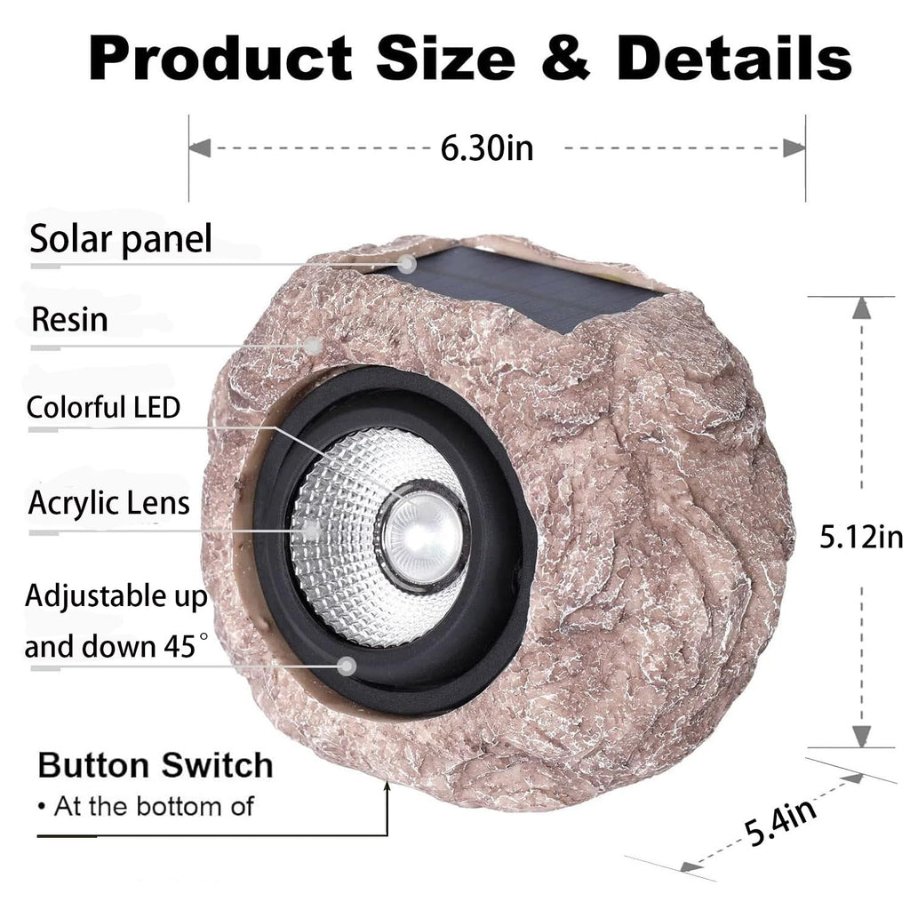 Solar Rock Lights Outdoor Waterproof, 4 Pack LED Colored Garden Rock Solar Light, Stone Statue Bright Solar Spot